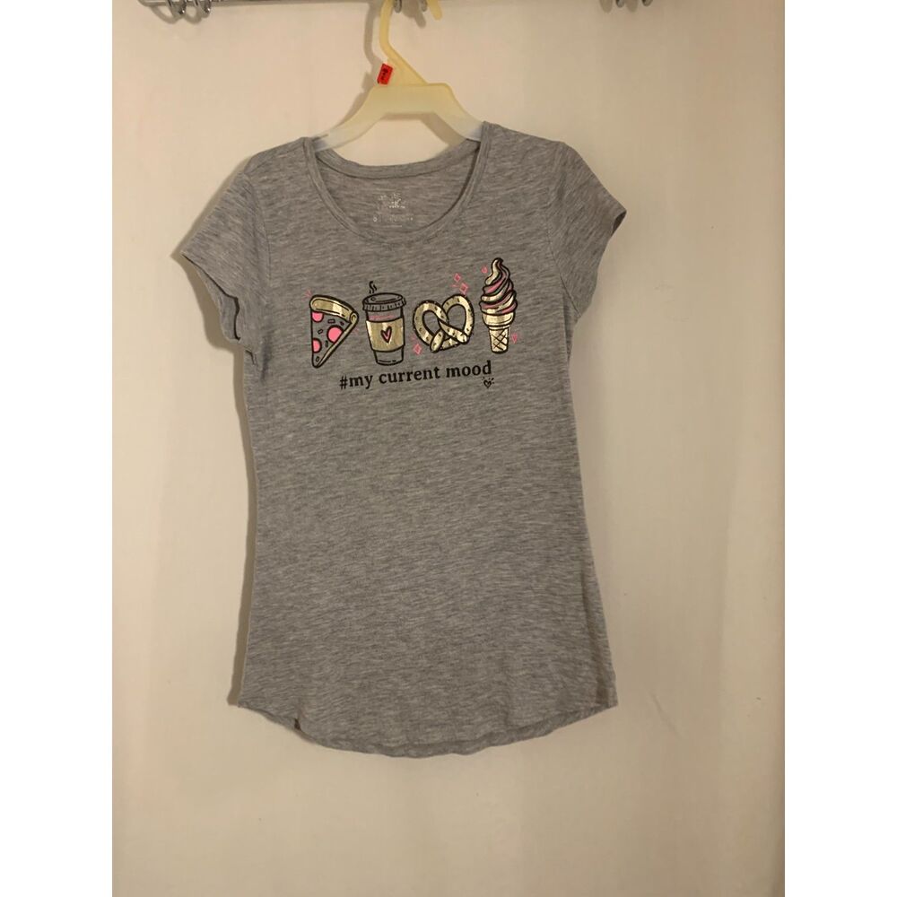 GAP Girls Gray Graphic Tee “My Current Mood” – Size 8
